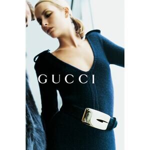 Gucci By Tom Ford G Logo Black Leather and Gold Belt